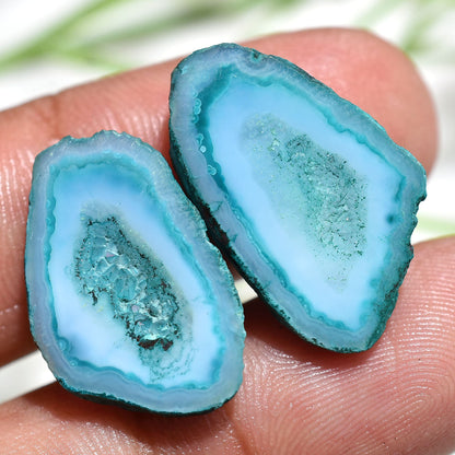 Wholesale Blue Solar Window Druzy Earring Pairs – Fancy Solar Quartz Slice Pairs for Jewelry Making