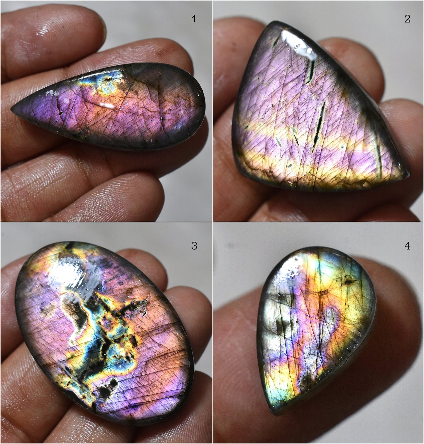 100% Natural Purple Labradorite Cabochon – Genuine Loose Stone for Jewelry & Crystal Gift