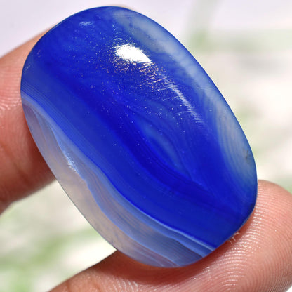 Stunning Blue Botswana Agate Cabs - Oval Smooth Flat Back Stones for Pendants