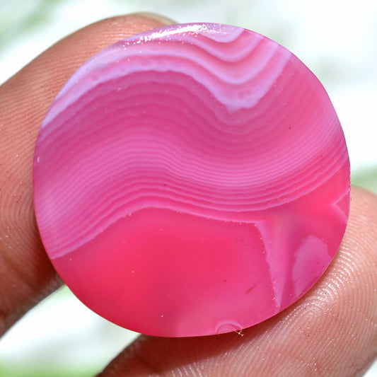 Round Shaped Botswana Agate Gemstone, Natural Pink Designer Agate Smooth Stone, Gems For Jewelry, Loose Polished Agate For Pendant Making