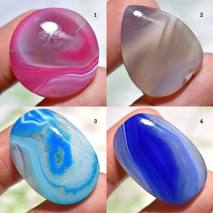 Vibrant Colors Botswana Agate Gemstone - Mixed Shaped Smooth Flat Back Stones