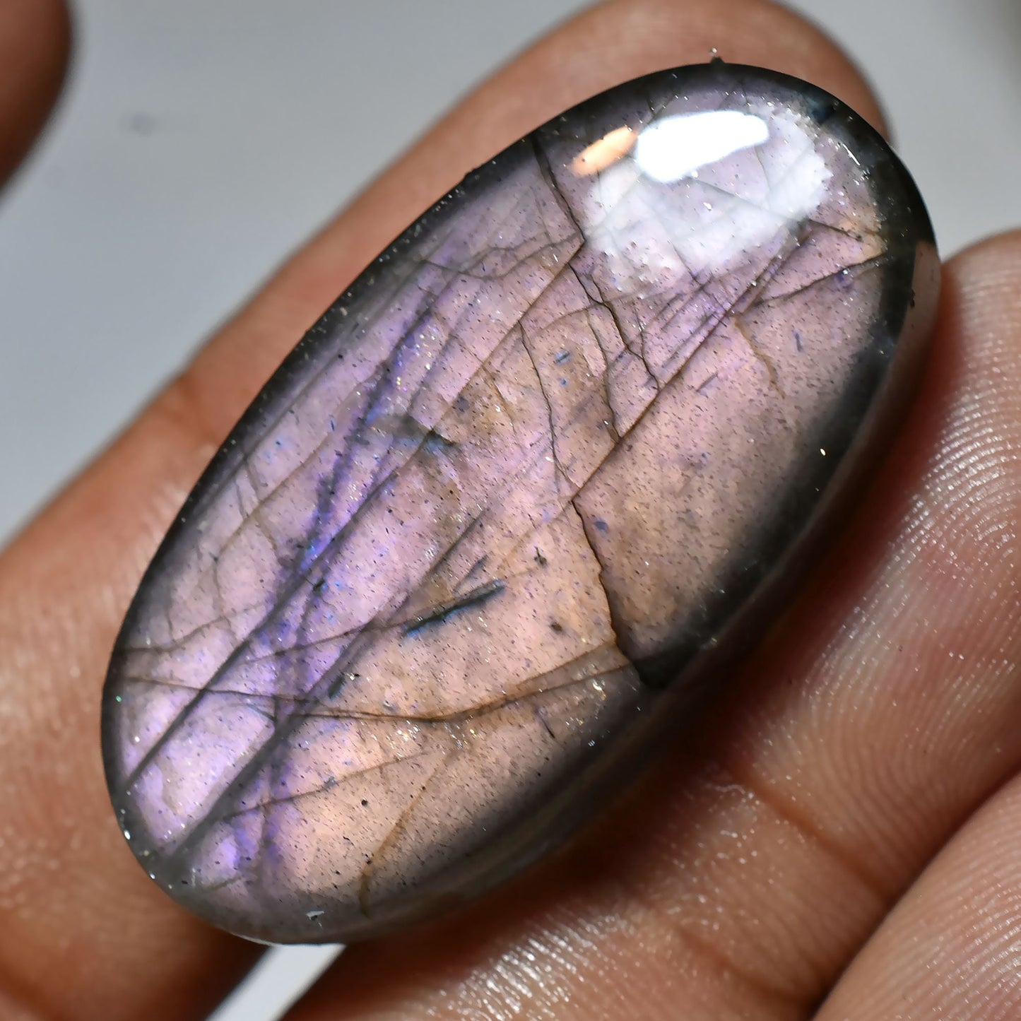 Purple Multi Fire Labradorite Cabochon – Oval & Pear Shape, Eye-Catching Flash Healing Crystal