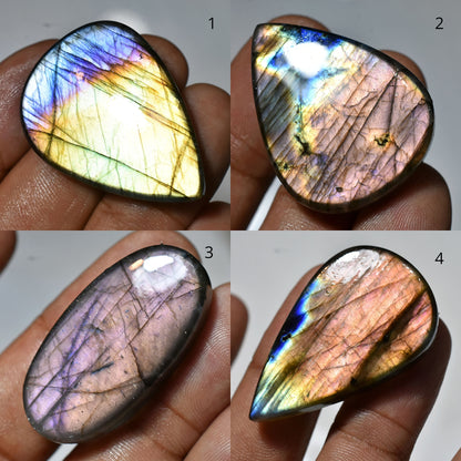 Purple Multi Fire Labradorite Cabochon – Oval & Pear Shape, Eye-Catching Flash Healing Crystal