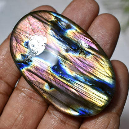 100% Natural Purple Fire Labradorite Cabochon – Pear & Oval Shape, Rainbow Flash Magical Stone