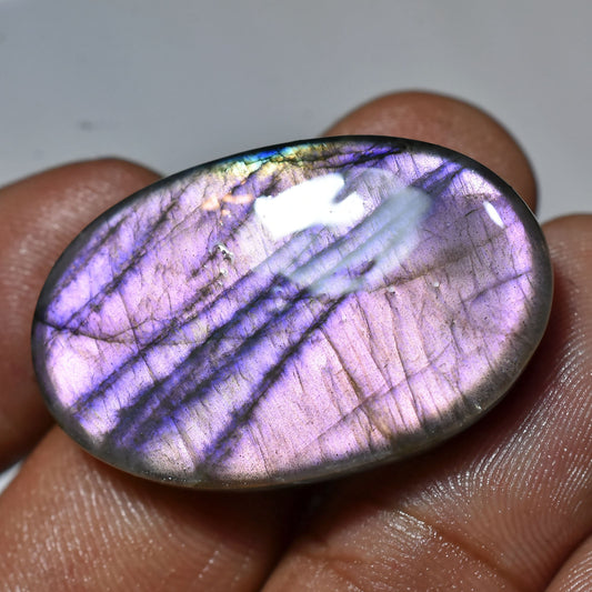 Rare Purple Labradorite Gemstone – 100% Natural Oval Cabochon, Loose Crystal for Jewelry Making