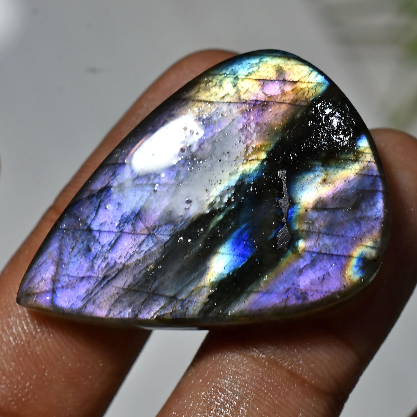 High Quality Labradorite Cabochon – Purple Crystal Stone, Polished Flat Back, Mixed Shape for Pendant Making