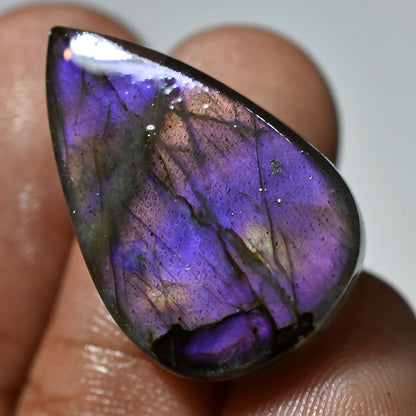 Pear Shaped Purple Labradorite Cabochon – Natural Labradorite Gemstone, Crystal Cab for Sale