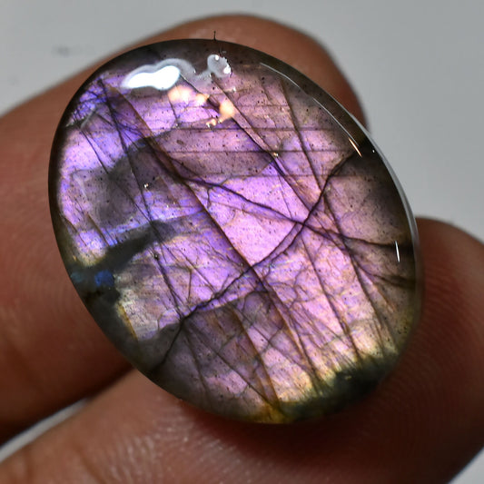 Rare Labradorite Oval Gemstone – Purple Flashy Crystal for Wire Wrapping