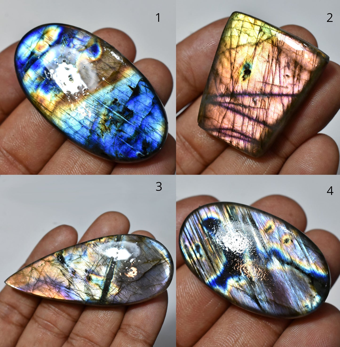 Elegant Labradorite Loose Cabochon – Rainbow Fire Stone, Polished Crystal for Pendant Making