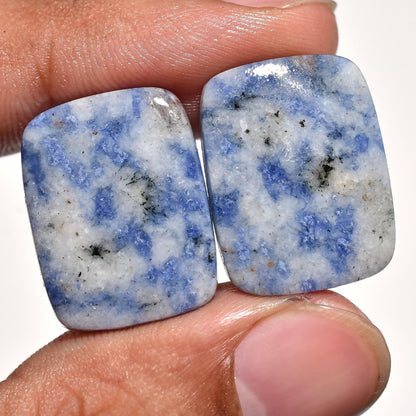 Natural Sodalite Rectangle Cabochon Pair - Smooth Stones for Earrings