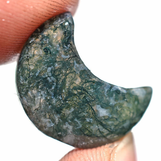 High Quality Green Moss Agate Moon – Crescent Shaped Half Moon Gemstone for Jewelry