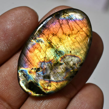 High-Quality Rainbow Fire Spectrolite Labradorite Stone – Oval Loose Cabochon for Pendants