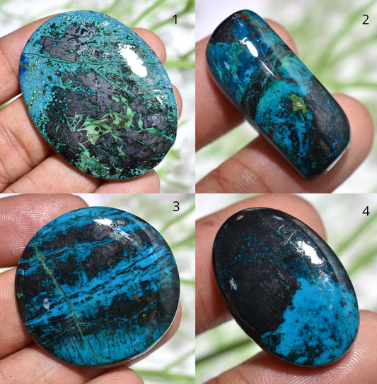 Natural Azurite Shattuckite Cabochon – Mixed Shape Blue Flatback Gemstones