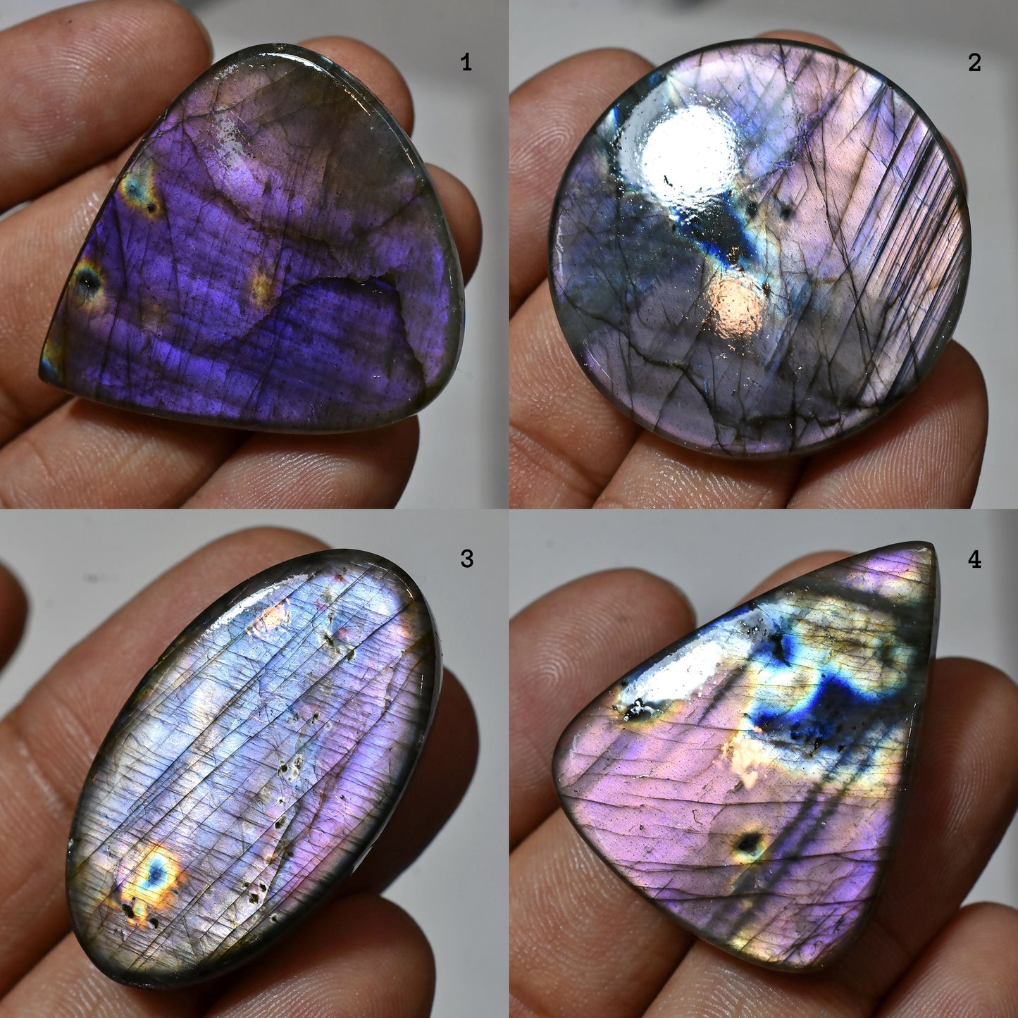 Natural Labradorite Cabochon - Mixed Shaped Spectrolite Rainbow Fire, Purple Flash Labradorite, Smooth Crystal for Pendant Making