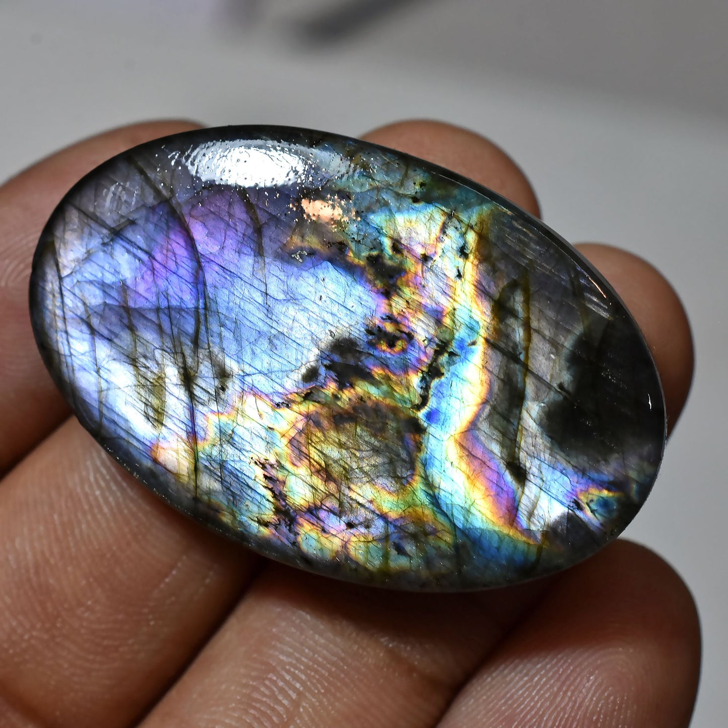 Attractive Rainbow Fire Labradorite Gemstone - Rectangle Spectrolite for Pendants