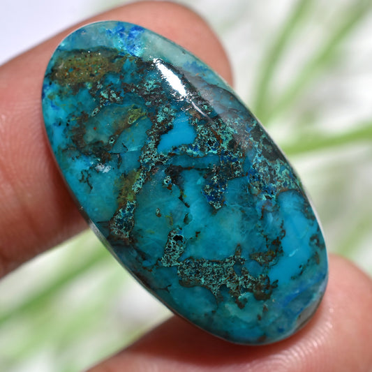 Amazing Shattuckite Azurite Cab – Rare Oval Shaped Natural Gemstone