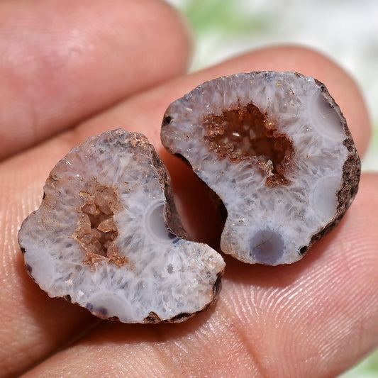 Antique Stone! Natural Brown Druzy Agate Geode Gemstone Pair - Window Druzy Loose Pair for DIY Earring Making