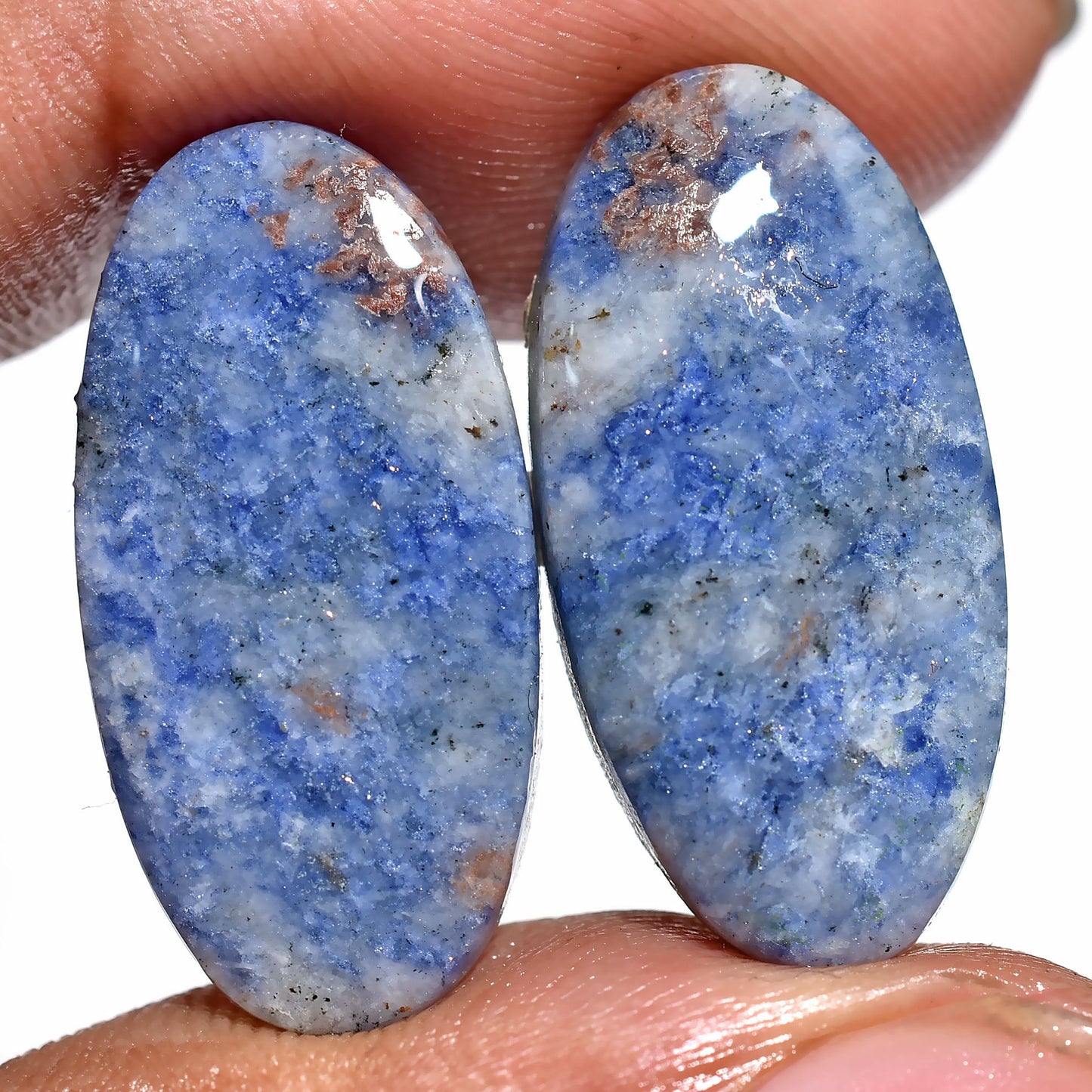 Amazing Blue Sodalite Gemstone Pair – Wholesale Loose Cabochon Matched Pair for Earrings, Mixed Shapes