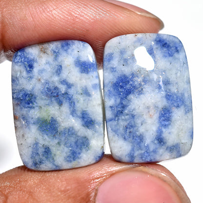 Amazing Blue Sodalite Gemstone Pair – Wholesale Loose Cabochon Matched Pair for Earrings, Mixed Shapes