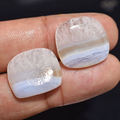 Blue Lace Agate Oval Earring Pair - Matched Gemstone Pair for Custom Earrings