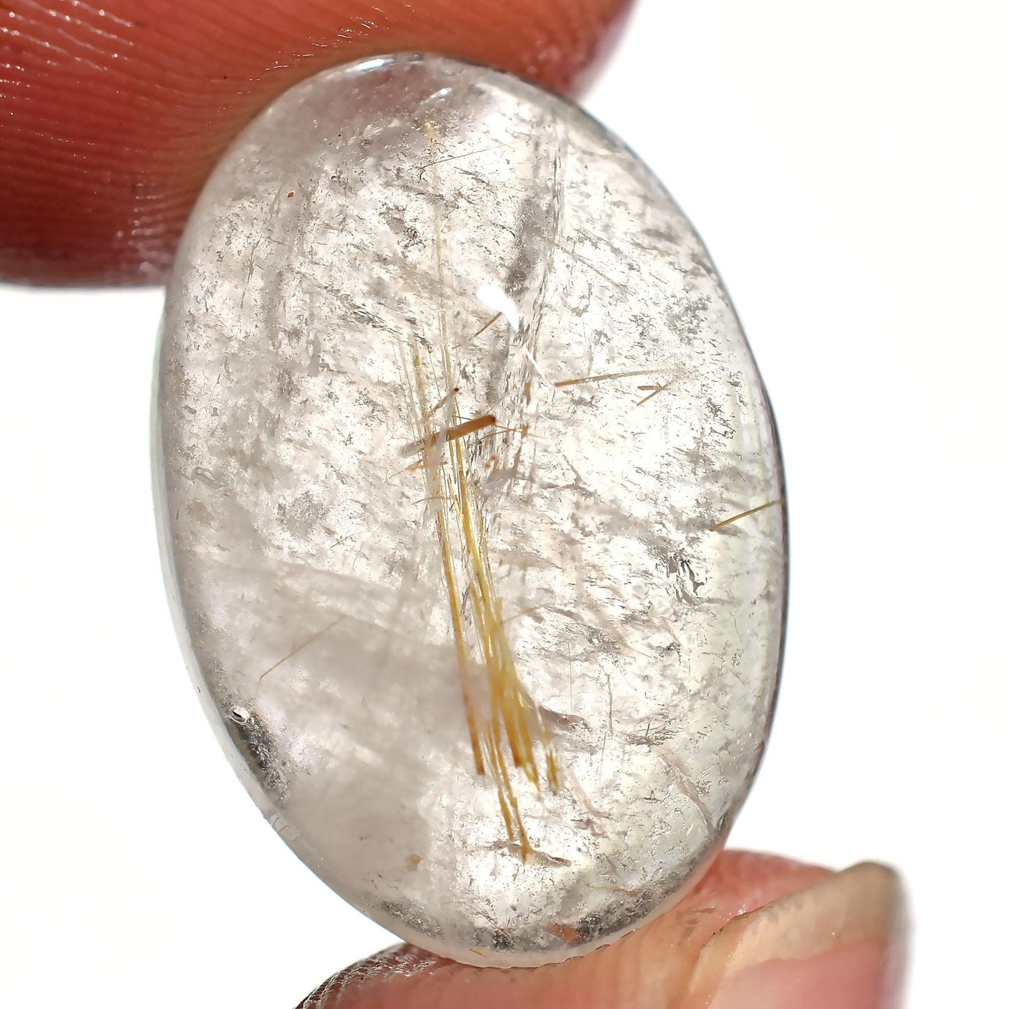 Natural Rutile Quartz Cabochon – Golden Rutilated Quartz Crystal for Spiritual Growth & Jewelry Making