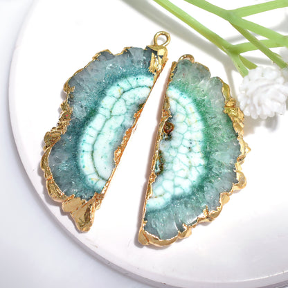 Solar Quartz Colorful Earrings | Agate Matching Set in Gold DIY Connector - Perfect Gemstone Pair Gift for Women