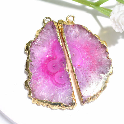 Solar Quartz Colorful Earrings | Agate Matching Set in Gold DIY Connector - Perfect Gemstone Pair Gift for Women