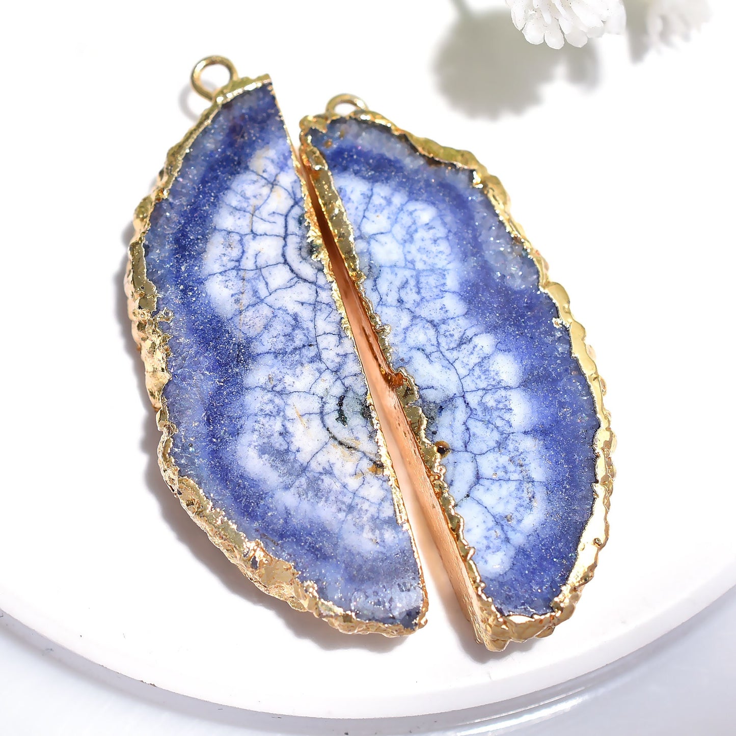 Solar Quartz Colorful Earrings | Agate Matching Set in Gold DIY Connector - Perfect Gemstone Pair Gift for Women