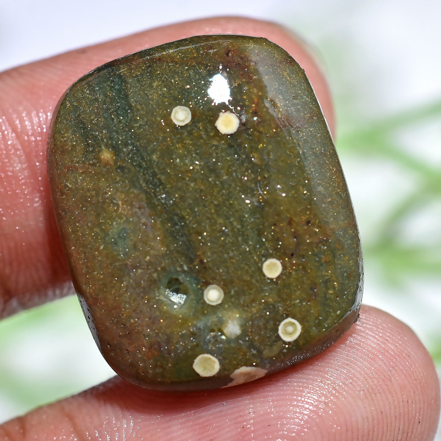 Natural Ocean Jasper Cabochon | Mixed Shape Loose Flat Back Green Jasper for Jewelry Making