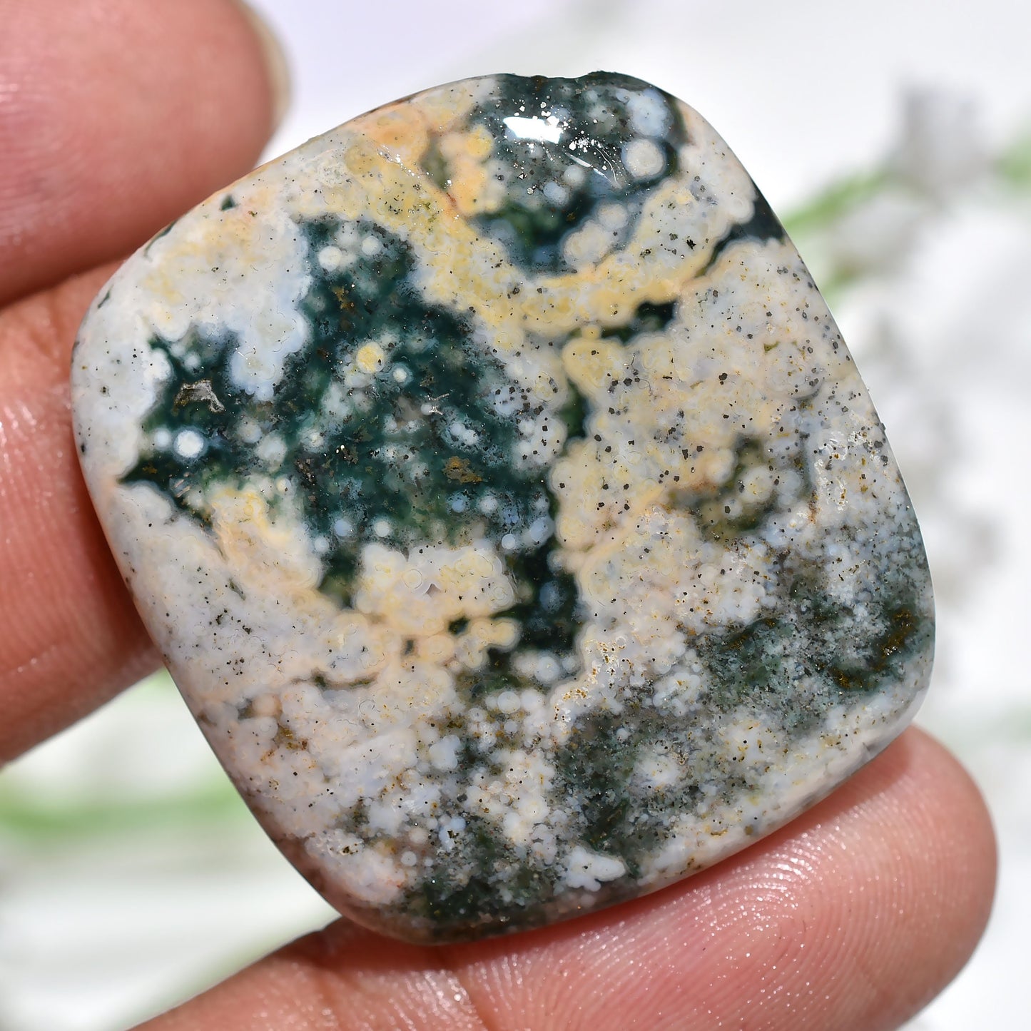 Amazing Ocean Jasper Gemstone - Green Ocean Jasper Cabs for Pendant