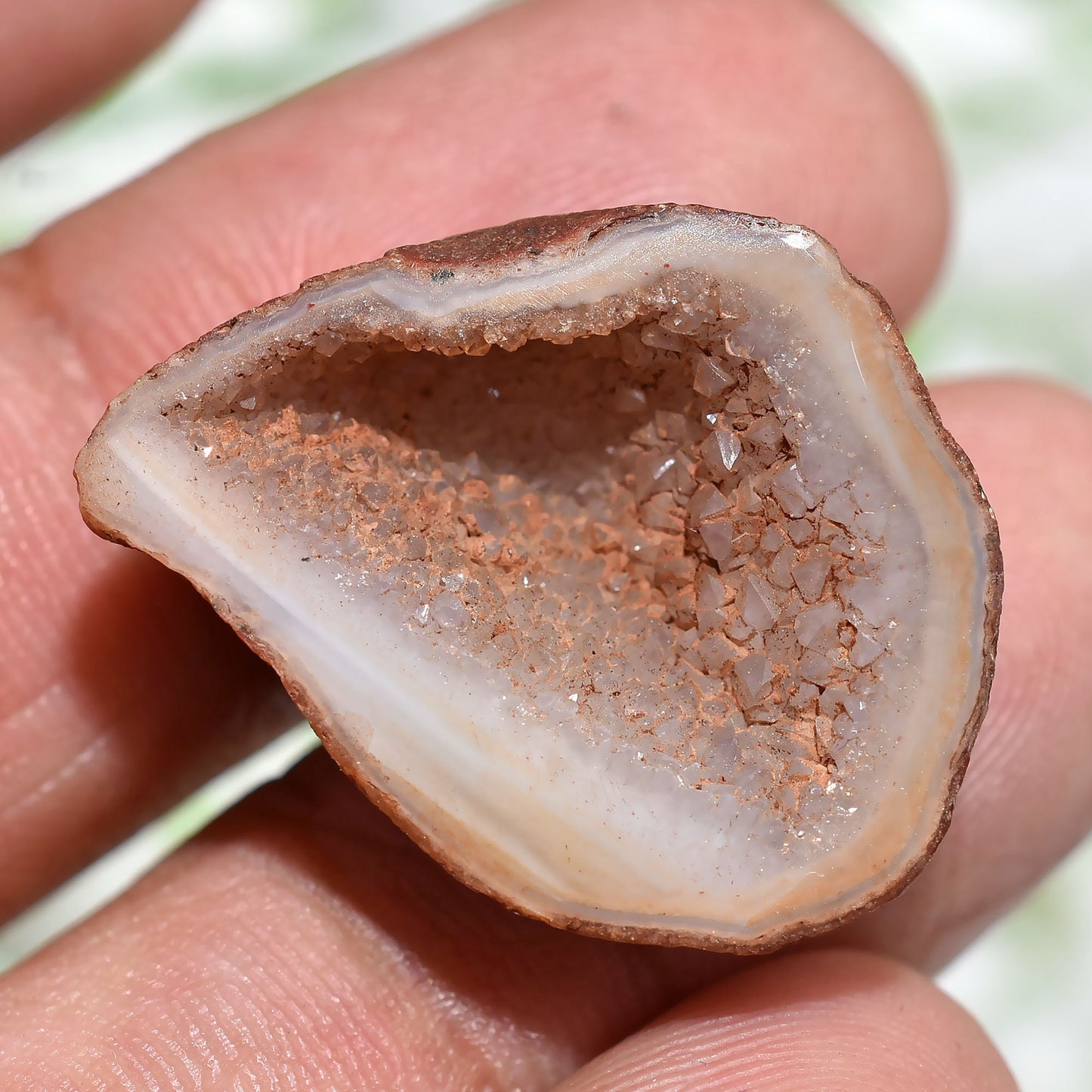 Window Druzy Geode Stone for Pendant - Druzy Agate Cabochon & Window Agate Slice