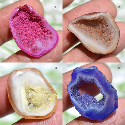 Window Druzy Geode Stone for Pendant - Druzy Agate Cabochon & Window Agate Slice