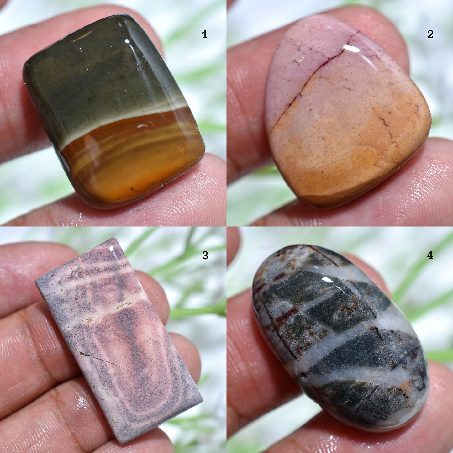 Natural Mix Jasper Cabochons | Smooth Mixed Shape Jasper for Pendants - Wholesale Loose Flat Back Stone