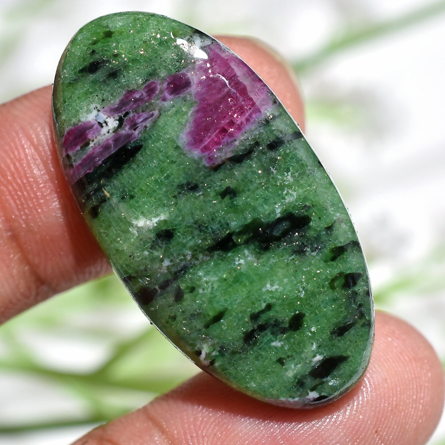 Ruby Zoisite Cabochon | Oval Shaped Smooth Flat Back Gemstone for Pendant Making - Wholesale