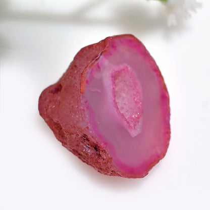 Pink Window Druzy Agate Cabs | Fancy Shaped Dyed Crystal Slices for Pendants