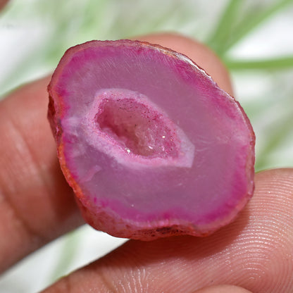 Pink Window Druzy Agate Cabs | Fancy Shaped Dyed Crystal Slices for Pendants