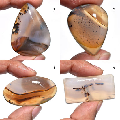 Amazing Quality Montana Agate Cabs – Mixed Shaped Smooth Flatback Gemstones for Pendants