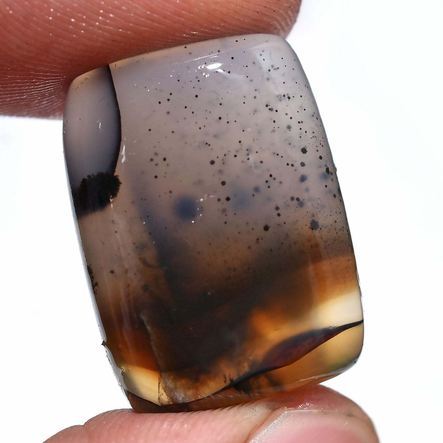 Montana Agate Coffin Gemstone - Crystal Montana Agate Cabochon, Natural Agate Rectangle - Oval Healing Stone, Agate Square Gems Ring Custom