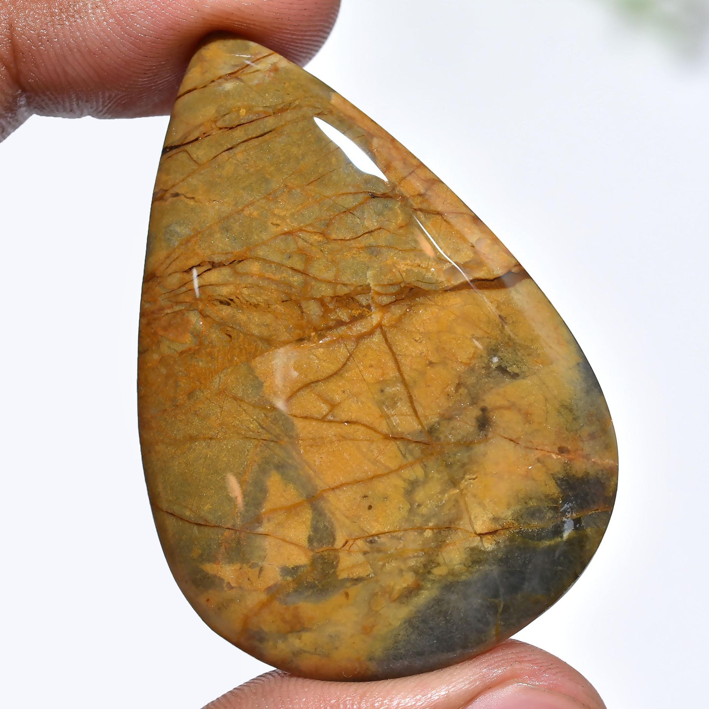 Natural Mango Jasper Cabs – Mixed Shape Yellow Smooth Flat Back Gemstones