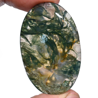 High-Quality Moss Agate Cabochon – Green Oval & Pear Shaped Loose Stones for Pendants