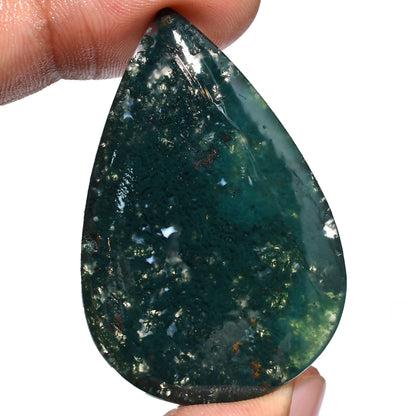 High-Quality Moss Agate Cabochon – Green Oval & Pear Shaped Loose Stones for Pendants