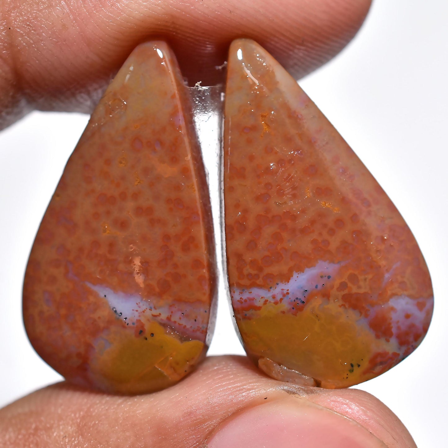 Natural Seam Agate Cabochon Pairs – Mixed Shape Agate Smooth Earrings Pair for Jewelry Making