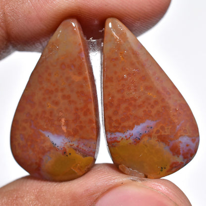 Natural Seam Agate Cabochon Pairs – Mixed Shape Agate Smooth Earrings Pair for Jewelry Making