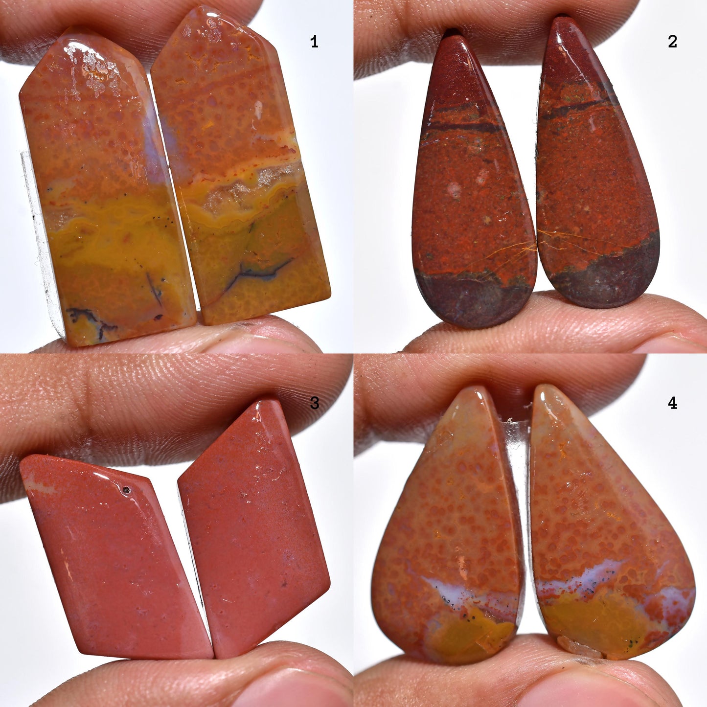 Natural Seam Agate Cabochon Pairs – Mixed Shape Agate Smooth Earrings Pair for Jewelry Making