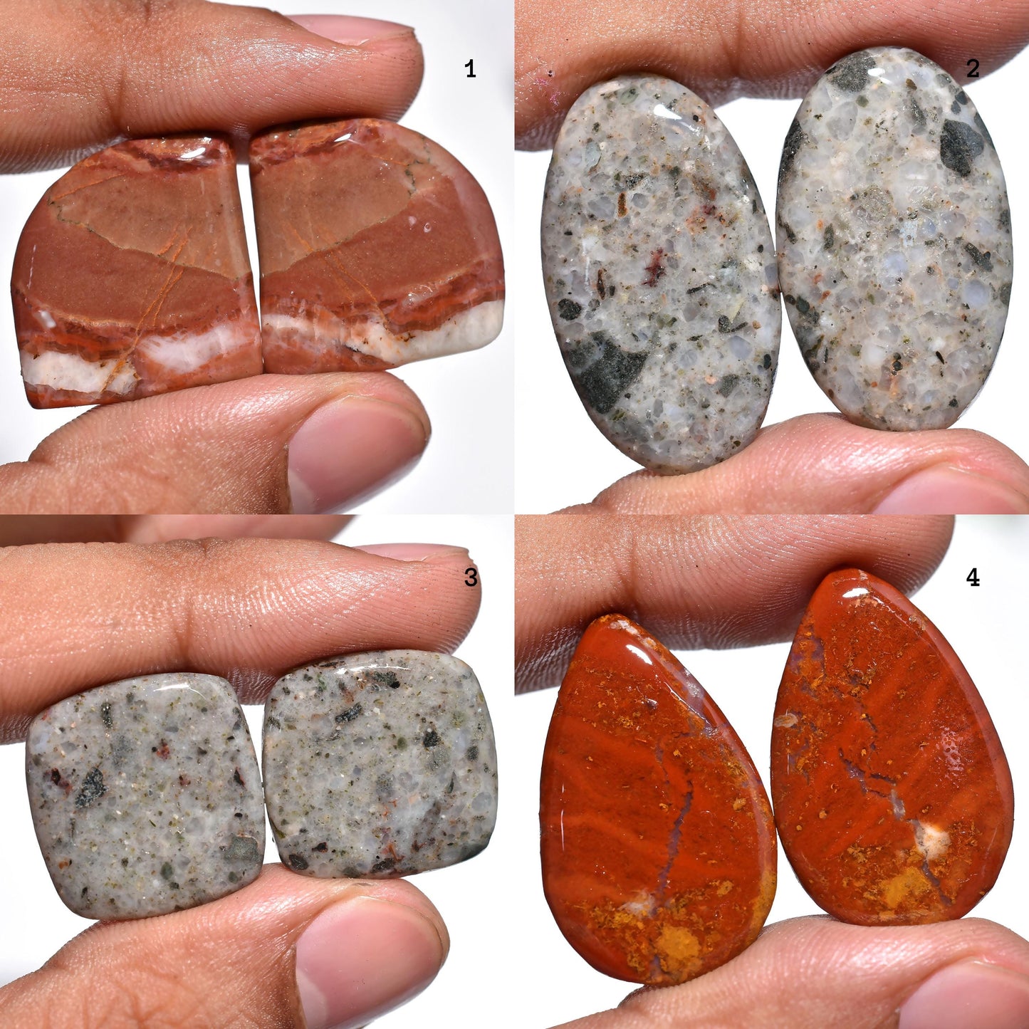 Amazing Mix Jasper Pair Cabochon – Mixed Shape Smooth Gemstones