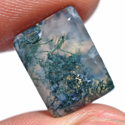 High-Quality Dark Green Moss Agate – Rare Pear Shaped Cabochon for Jewelry Making