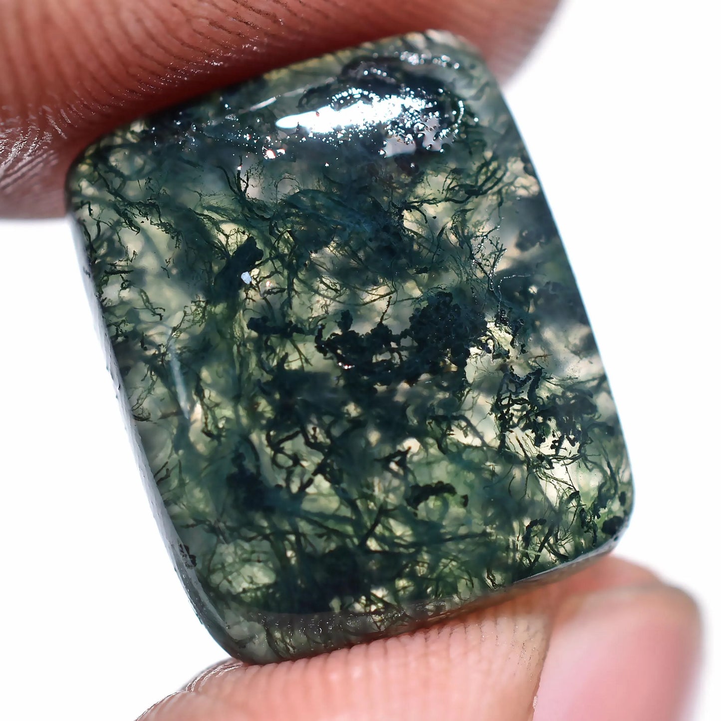 Natural Dark Green Moss Agate Cabochon - Mix Shaped Stones