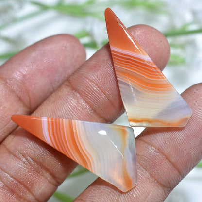 Butterfly Shaped Orange Banded Agate Pair – Smooth Polished Flat Back Gemstones