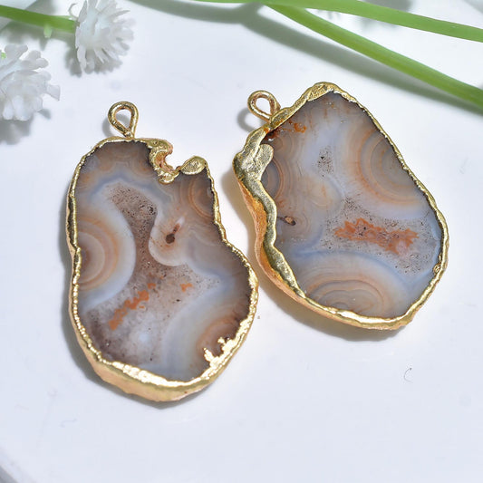 Geode Druzy Earring Pair – Gold Electroplated Slice Druzy for Statement Earrings & DIY Jewelry