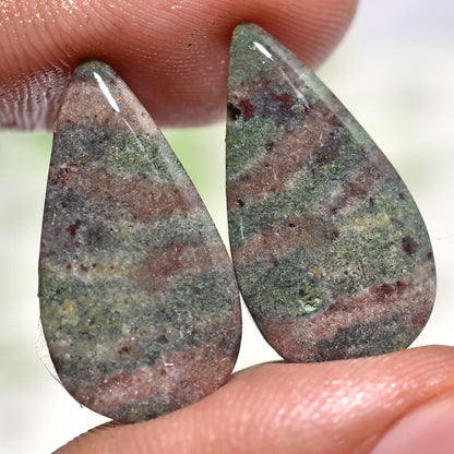 Best Quality Bloodstone Earring Pair- Bloodstone Earring Matching Pair, Loose Cabochon Pair, Oval-Pear Shape Blood Stone for Jewelry Making